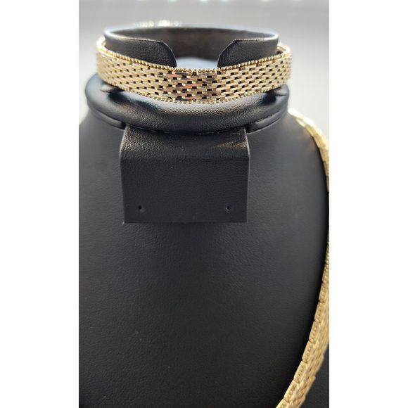 Vintage Gold Italian Mesh Chain Style Necklace & Bracelet Set - Picture 2 of 7